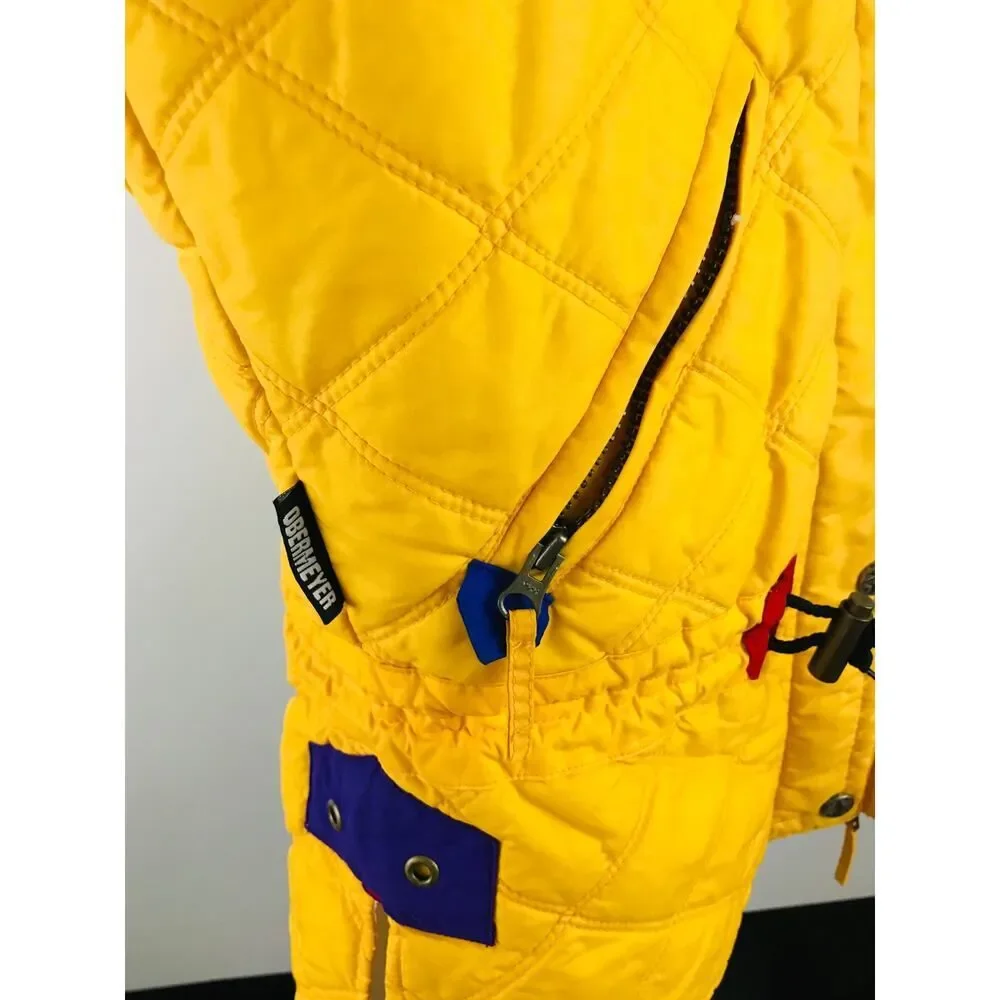 Obermeyer‎ Ski Vest Zip Buttons Yellow Patches Womens Size 14